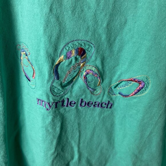 Myrtle Beach T Shirt Vintage Green Extra Large XL Embroidered Tee - Picture 4 of 12